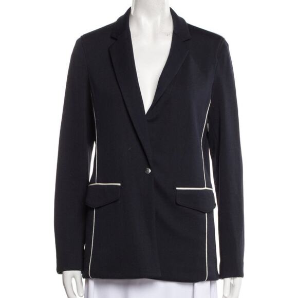 Rag & Bone Sandrine Navy Blue Knit White Piped Sporty Slim Blazer 8 $550 - Picture 5 of 10